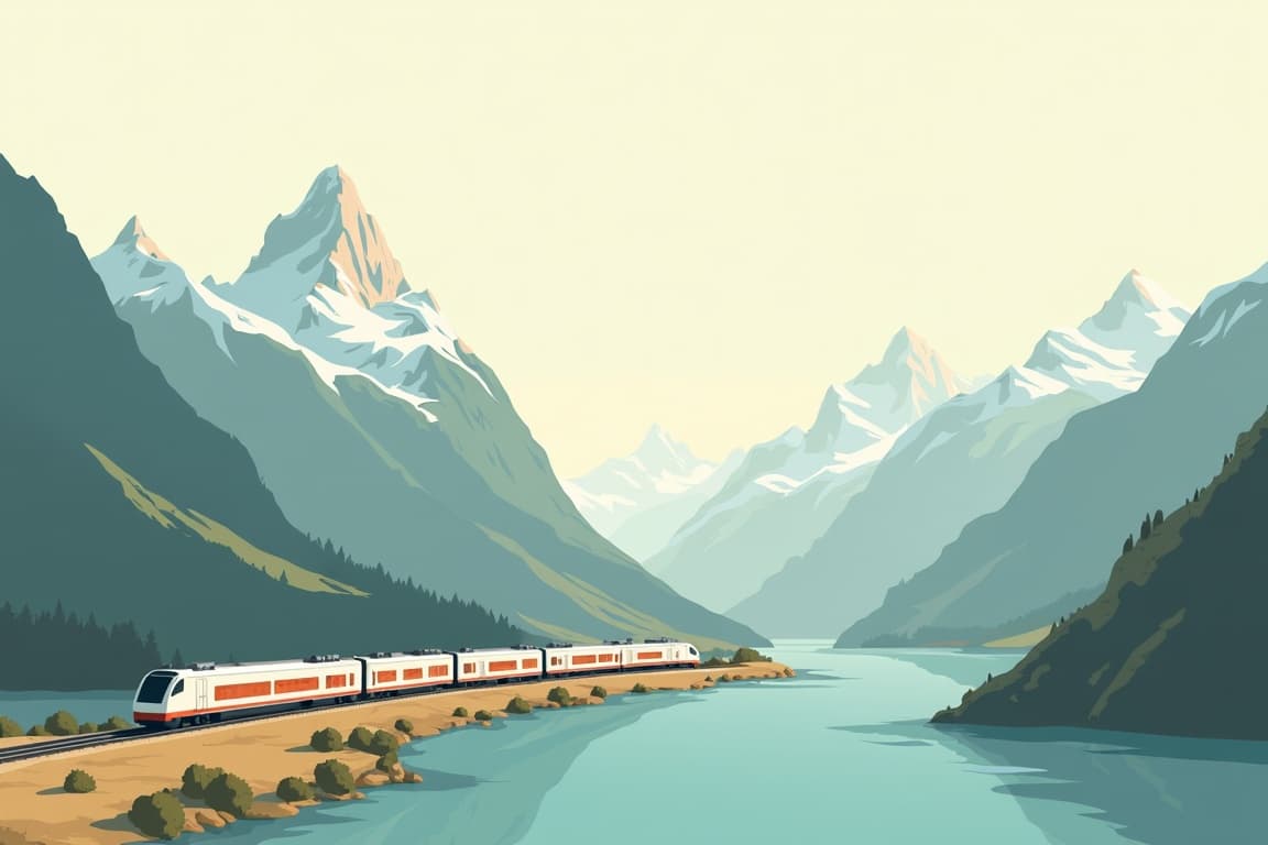 Illustration of Rome, Venice, Paris, and London via the Highlights of Switzerland
