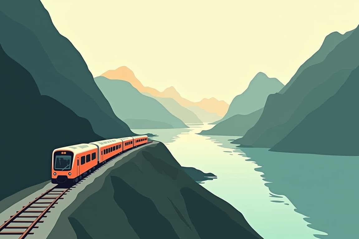 Illustration of Scandinavian Cities by train from the UK