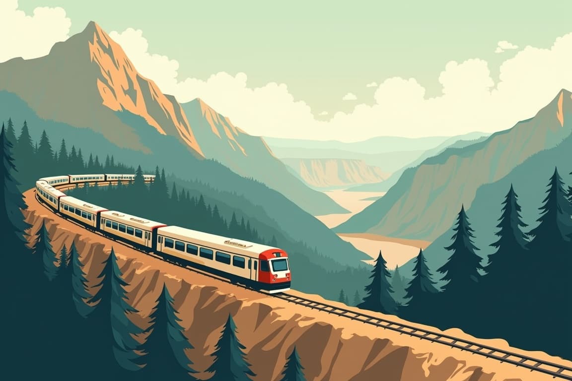 Illustration of Scenic North America: Canadian Rockies and the Grand Canyon