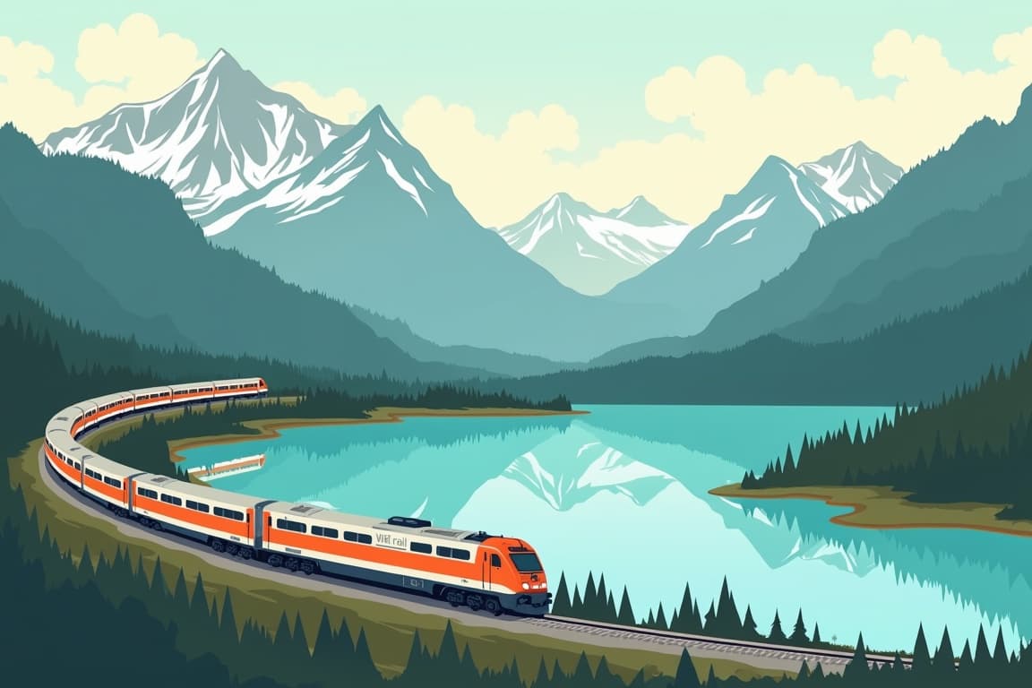 Illustration of Scenic North America: Canadian Rockies and the Grand Canyon