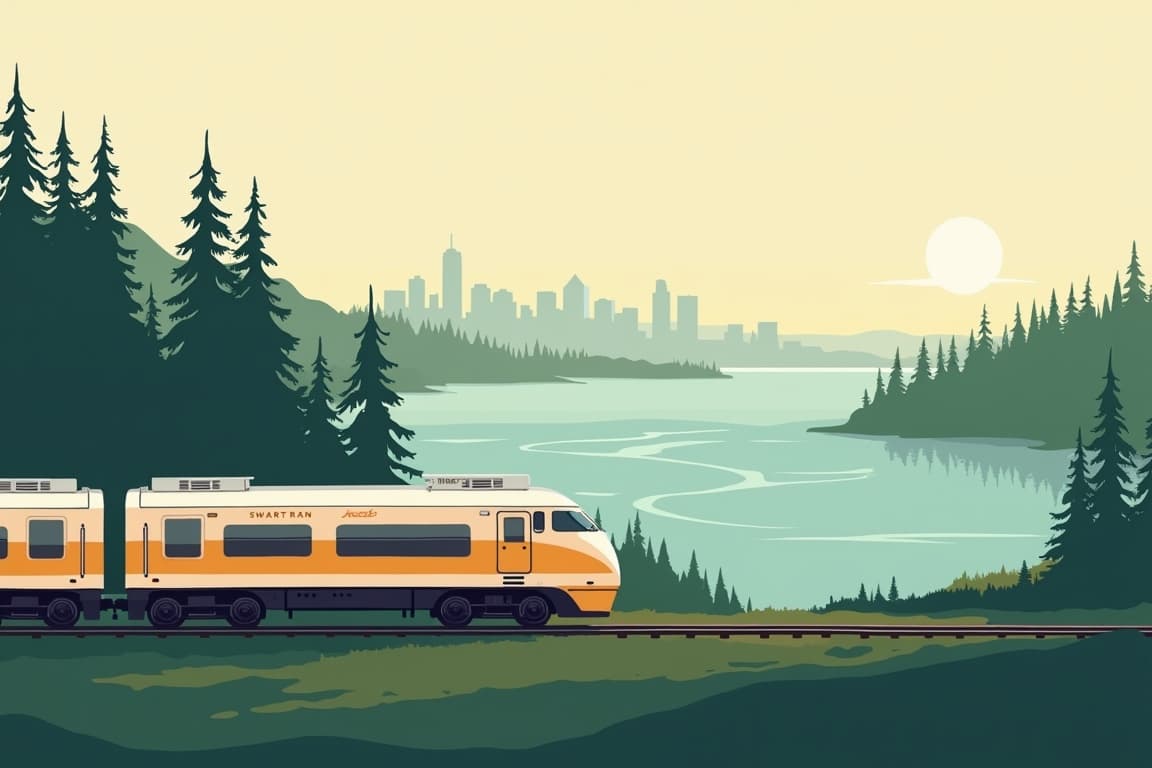 Illustration of Seattle, Vancouver, and Victoria Rail Journey