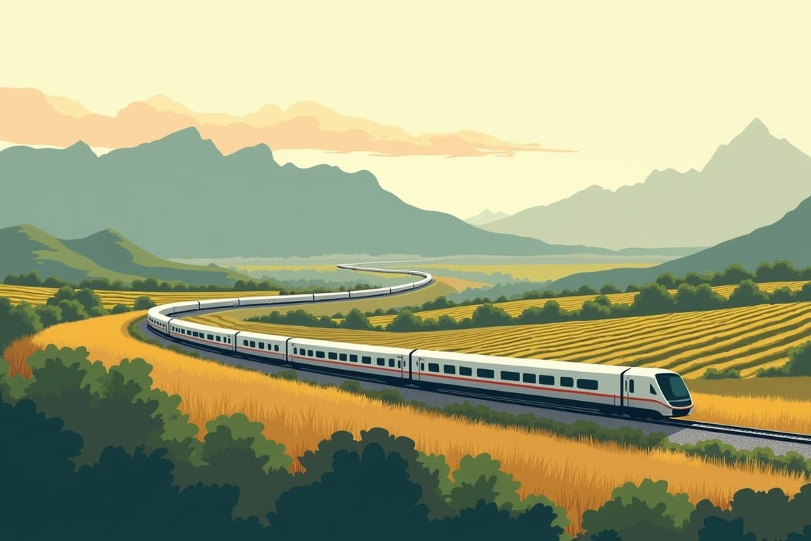 Illustration of South Africa's Blue Train & Cape Town