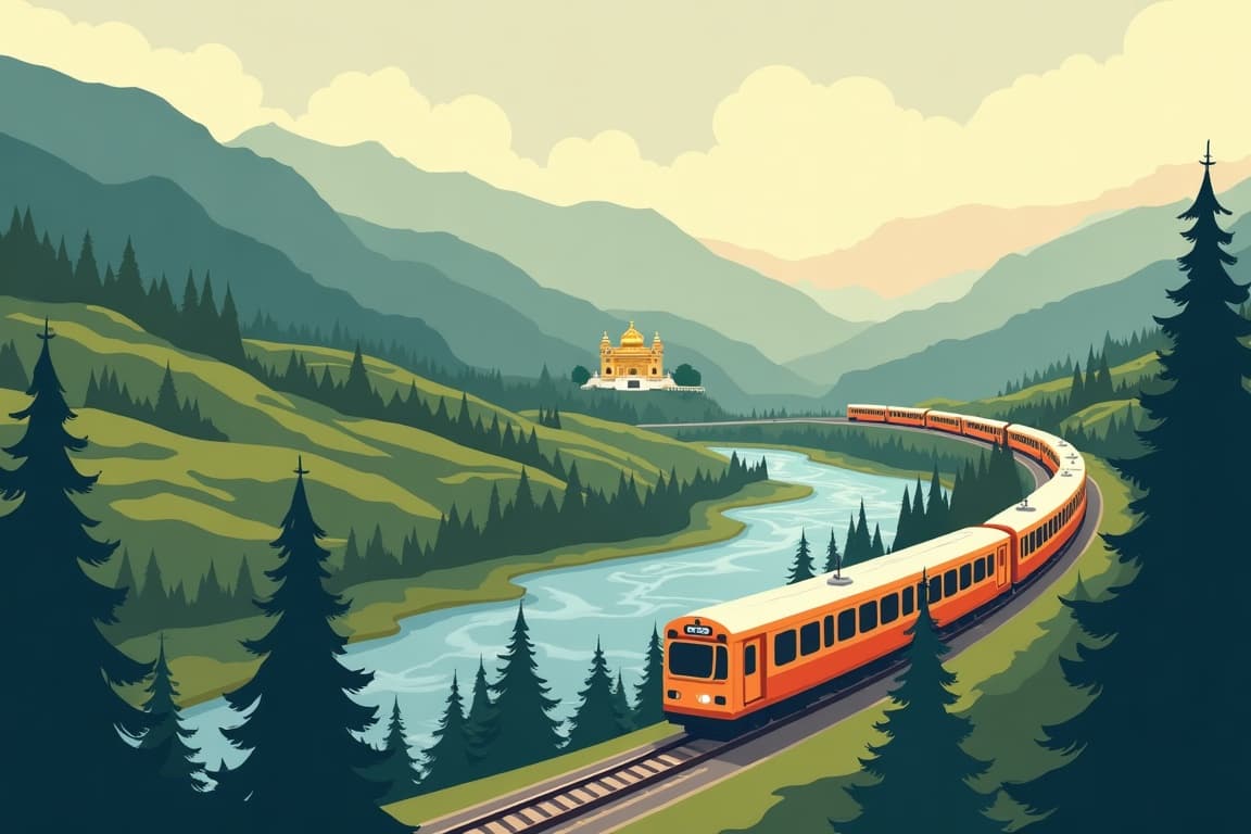 Illustration of Spirit of the Himalayas & Amritsar's Golden Temple