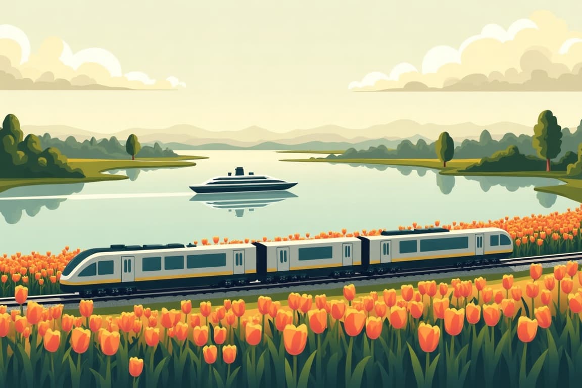 Illustration of Springtime Tulips & Keukenhof Gardens