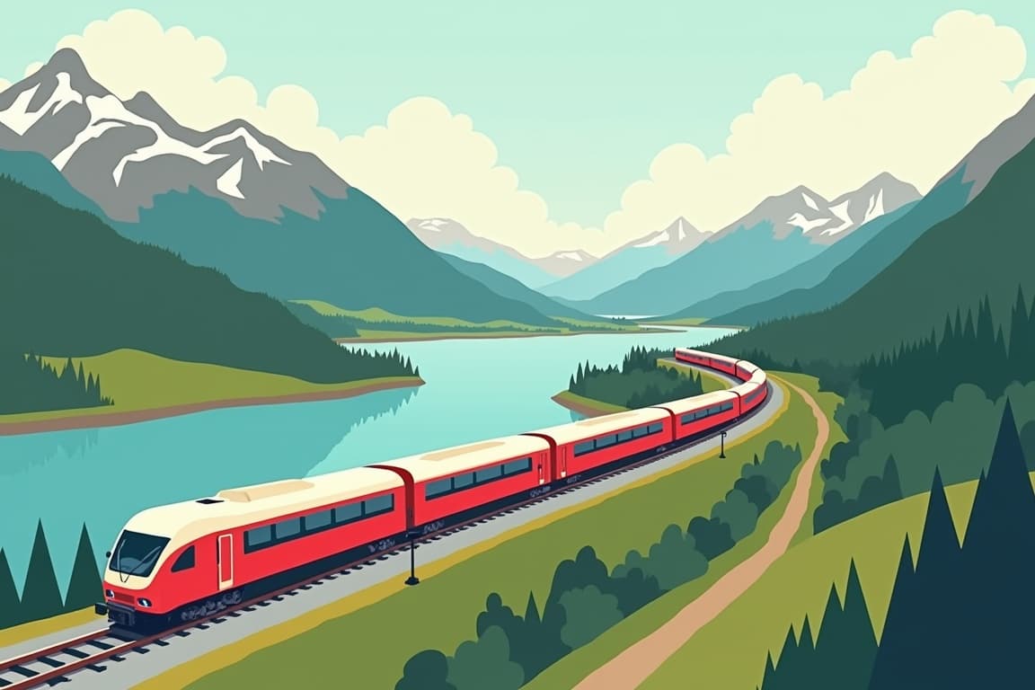 Illustration of Switzerland to Sicily via the Glacier and Bernina Express Trains