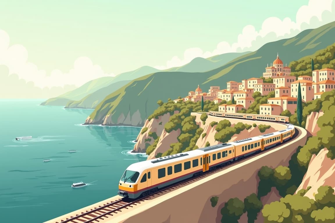 Illustration of The Amalfi Coast, Rome, Florence, and Milan