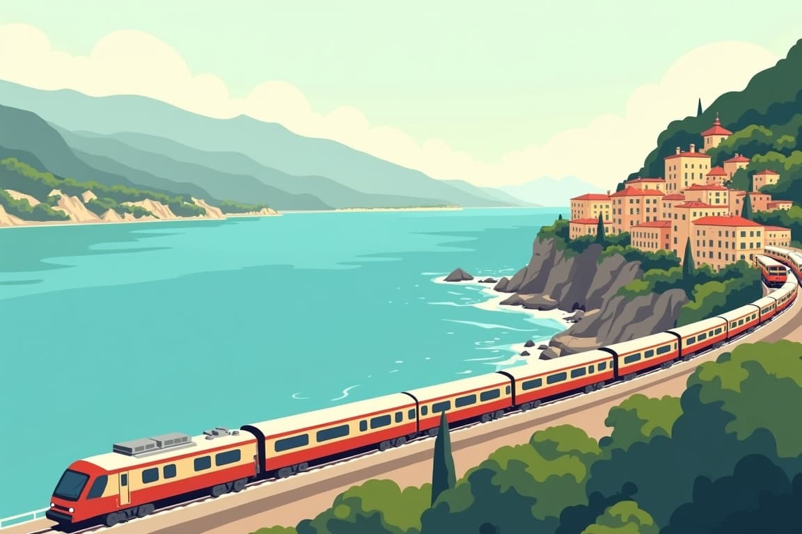 Illustration of The French Riviera and Italian Ligurian Coast