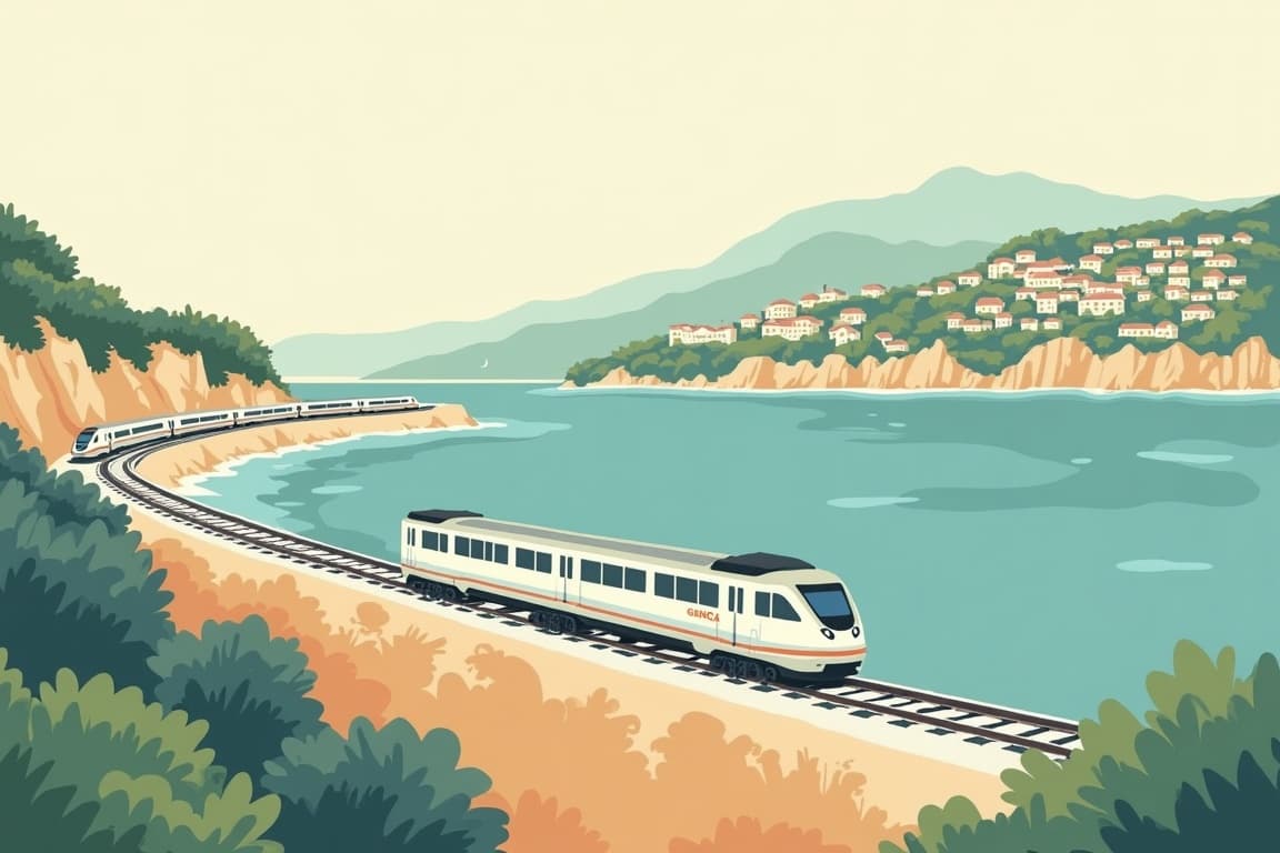 Illustration of The Grand Rivieras of Switzerland, Italy, and France from Paris