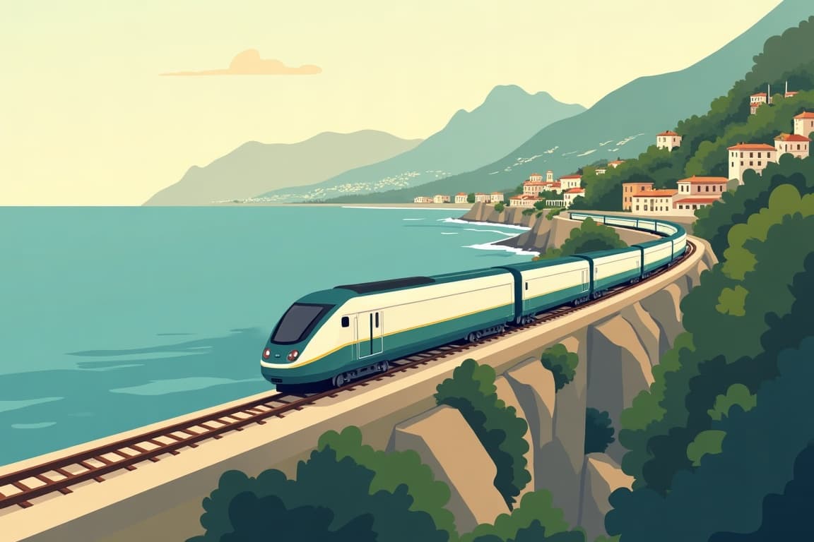 Illustration of The Grand Rivieras of Switzerland, Italy, and France