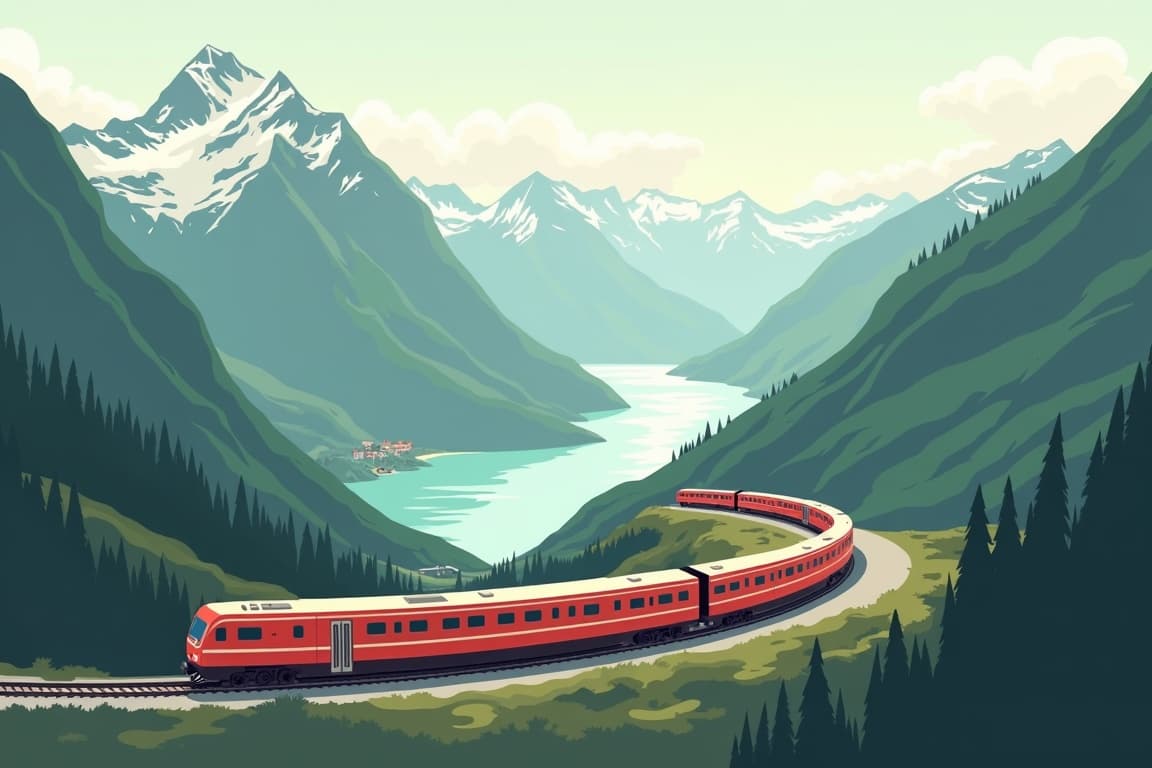 Illustration of The Ultimate Swiss Panorama and Lake Como from Milan