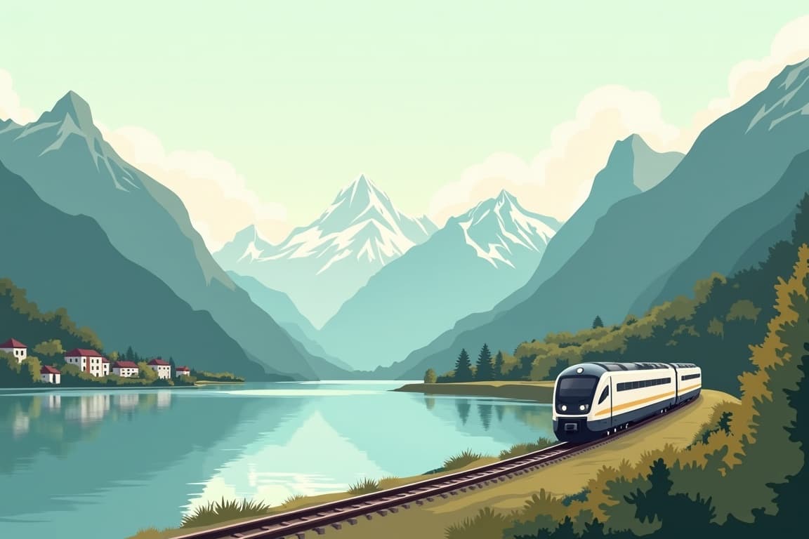 Illustration of The Ultimate Swiss Panorama and Lake Como