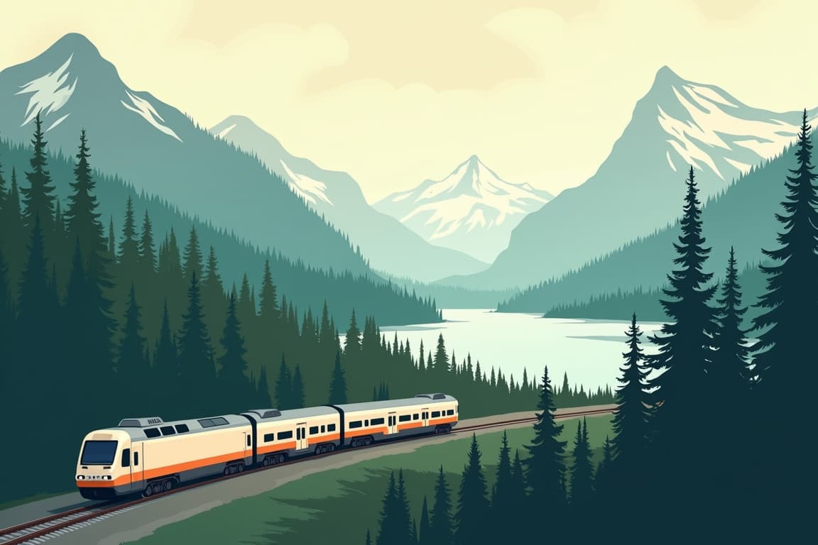 Illustration of Trans Canada by Rail & Alaska by Sea
