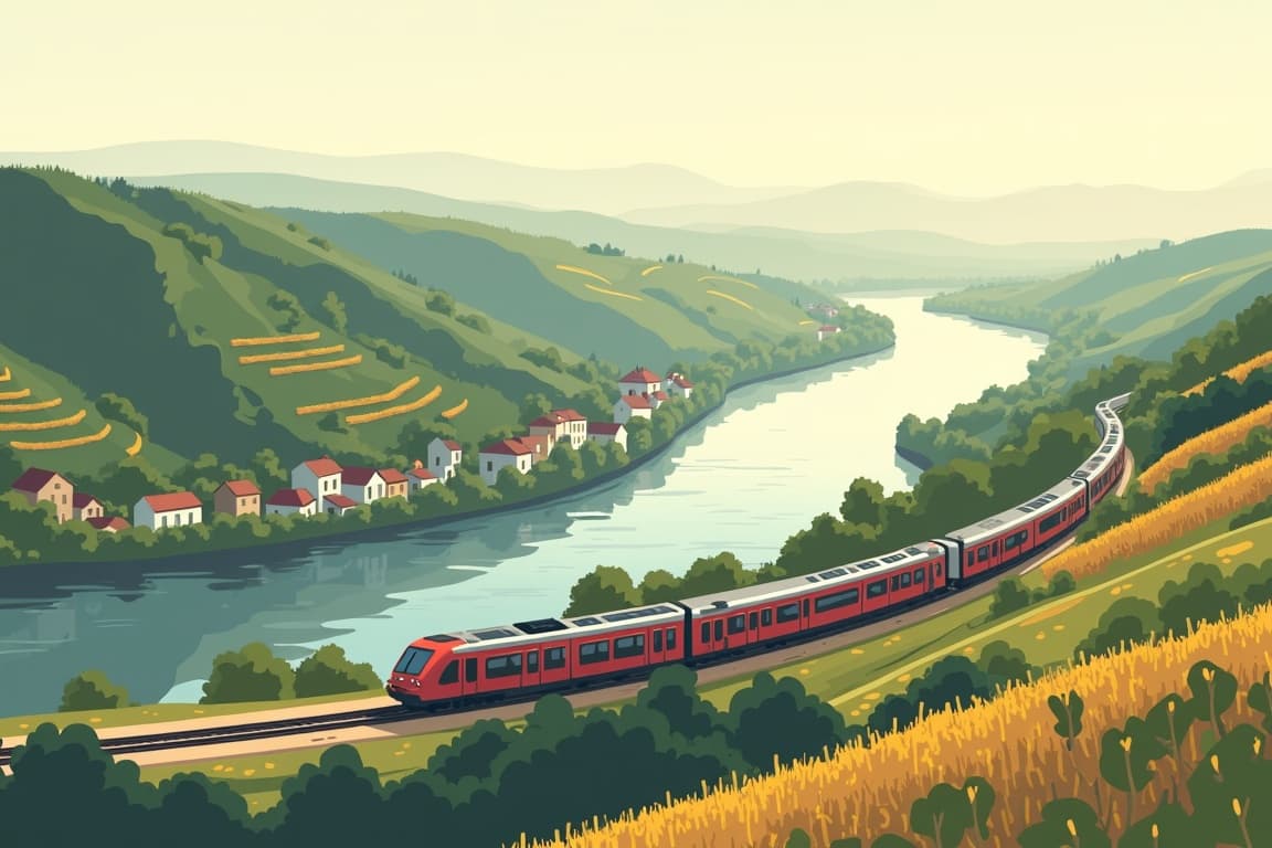 Illustration of Treasures along the Rhine & Moselle by Rail