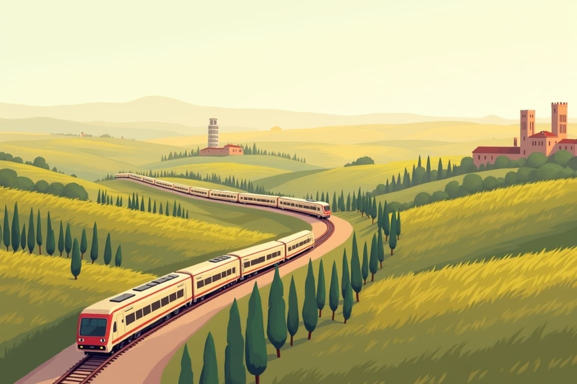 Illustration of Tuscany: Florence San Gimignano & Pisa