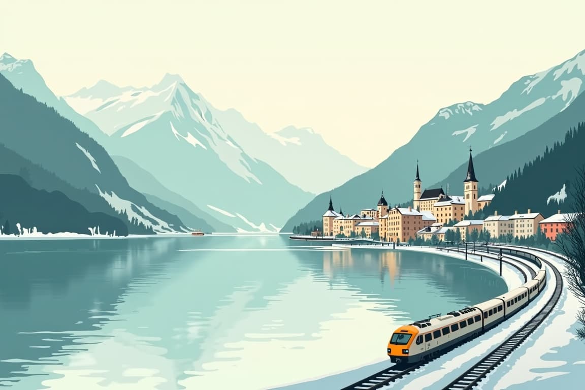 Illustration of Ultimate Swiss Cities & Lakes in Winter With Swiss Travel Pass