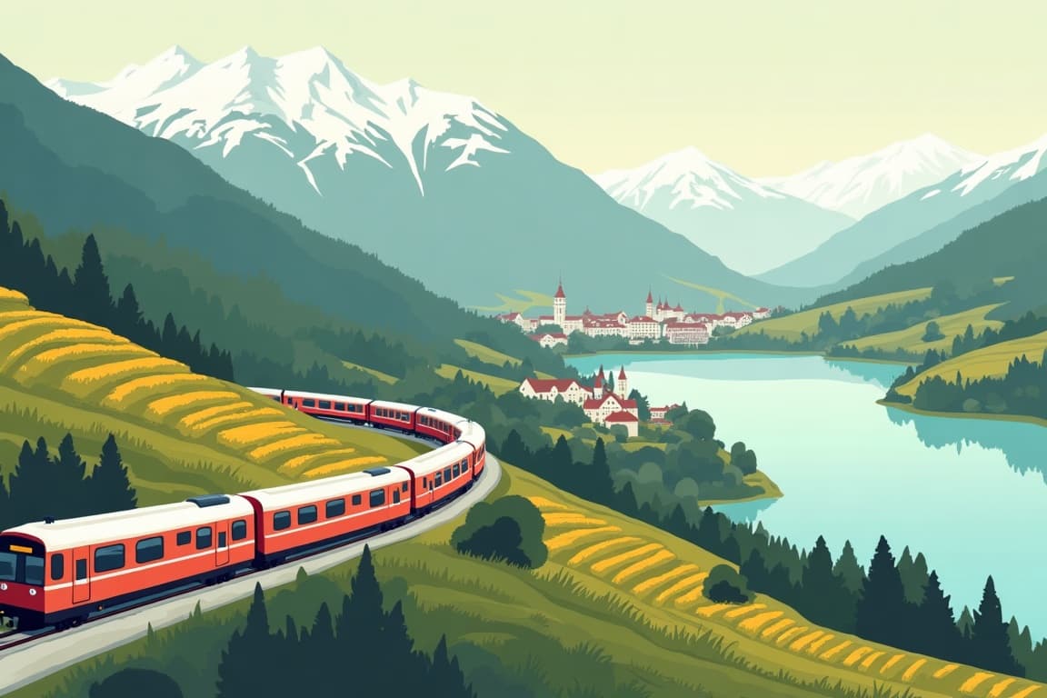 Illustration of Ultimate Swiss Cities & Lakes With Swiss Travel Pass