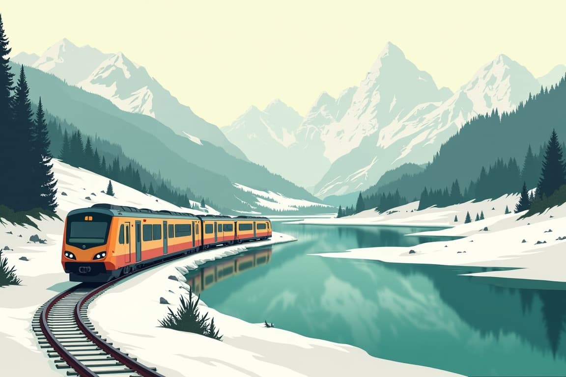 Illustration of Venice at Christmas by First Class Rail