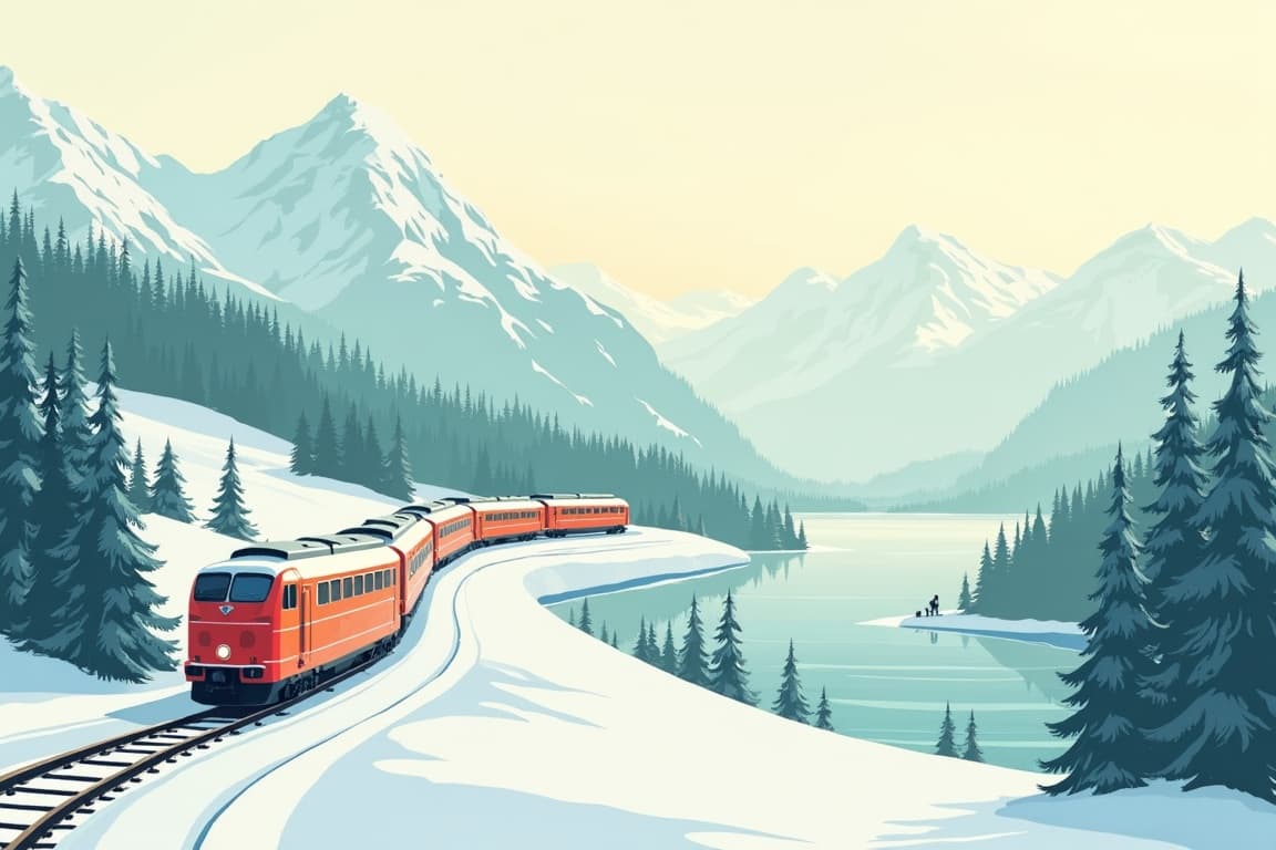 Illustration of Venice Simplon-Orient-Express and the Christmas Markets of Europe by Luxury Train