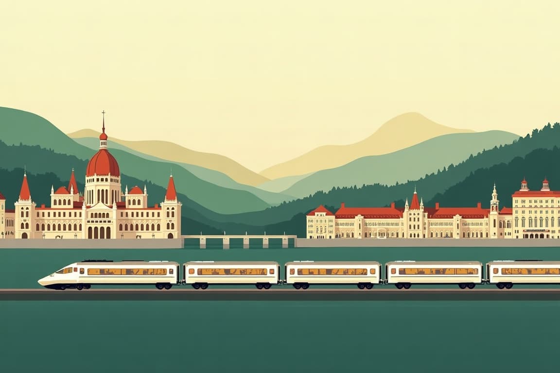 Illustration of Venice Simplon-Orient-Express & Vienna