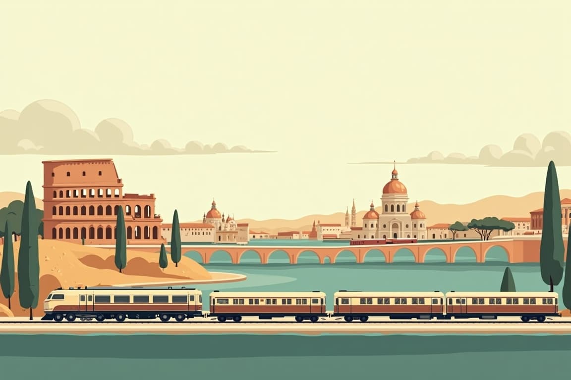 Illustration of Venice Simplon-Orient-Express, Rome and Venice