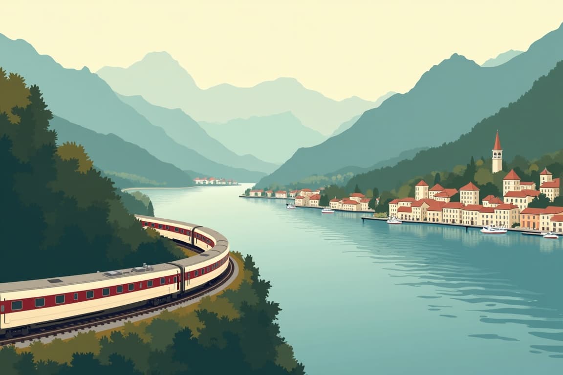 Illustration of Venice Simplon-Orient-Express to Portofino, Milan, and Lake Como