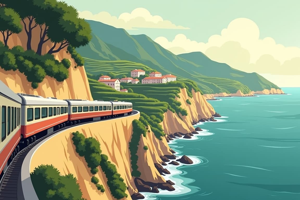 Illustration of Venice Simplon-Orient-Express to Portofino, Rome, and Amalfi