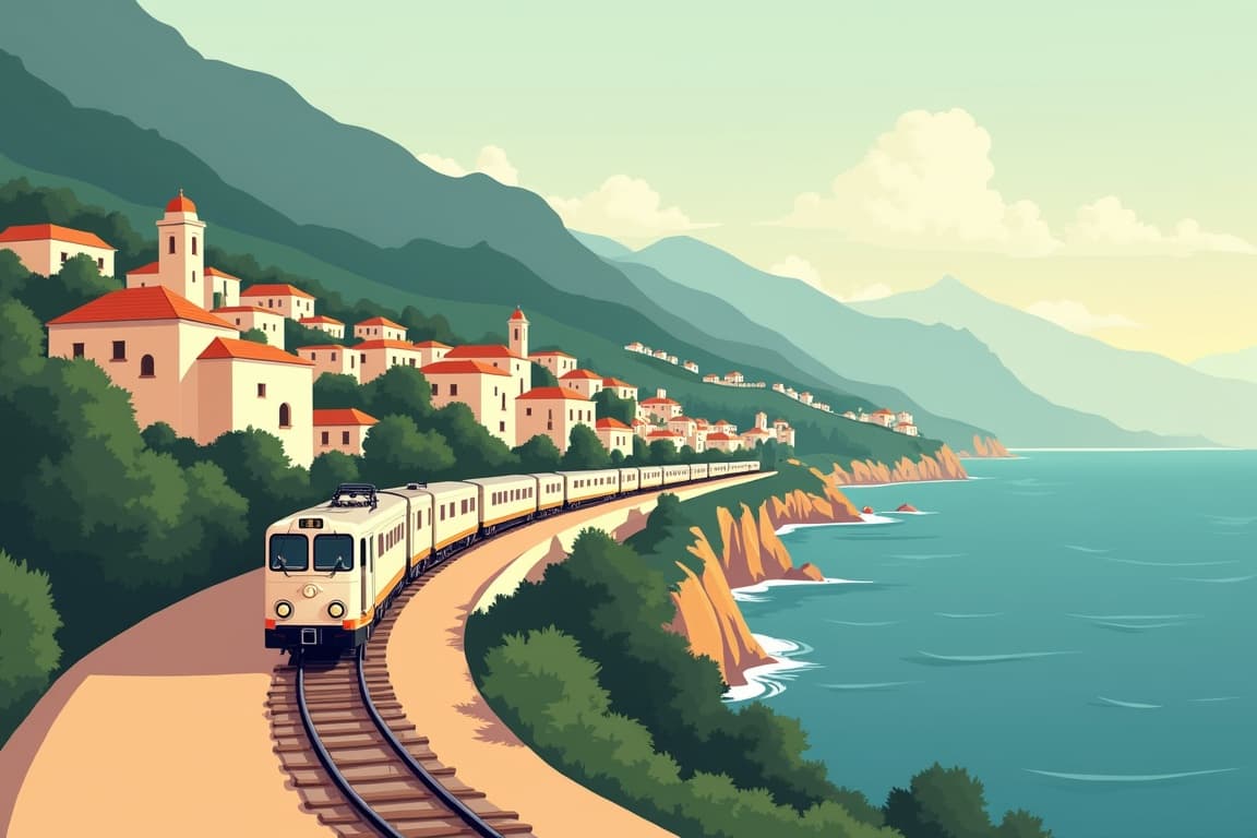 Illustration of Venice Simplon-Orient-Express to Portofino, Rome, Florence, and Venice