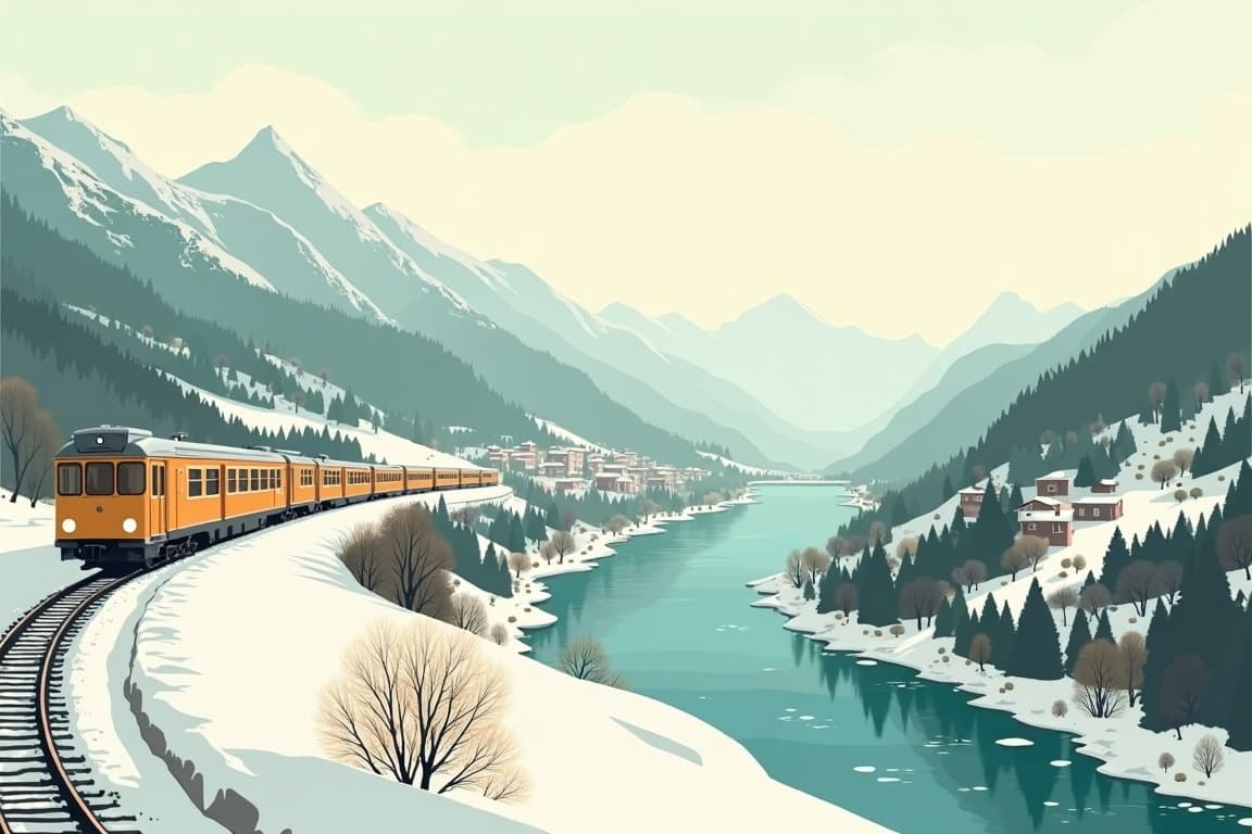 Illustration of Venice Simplon-Orient-Express to Venice
