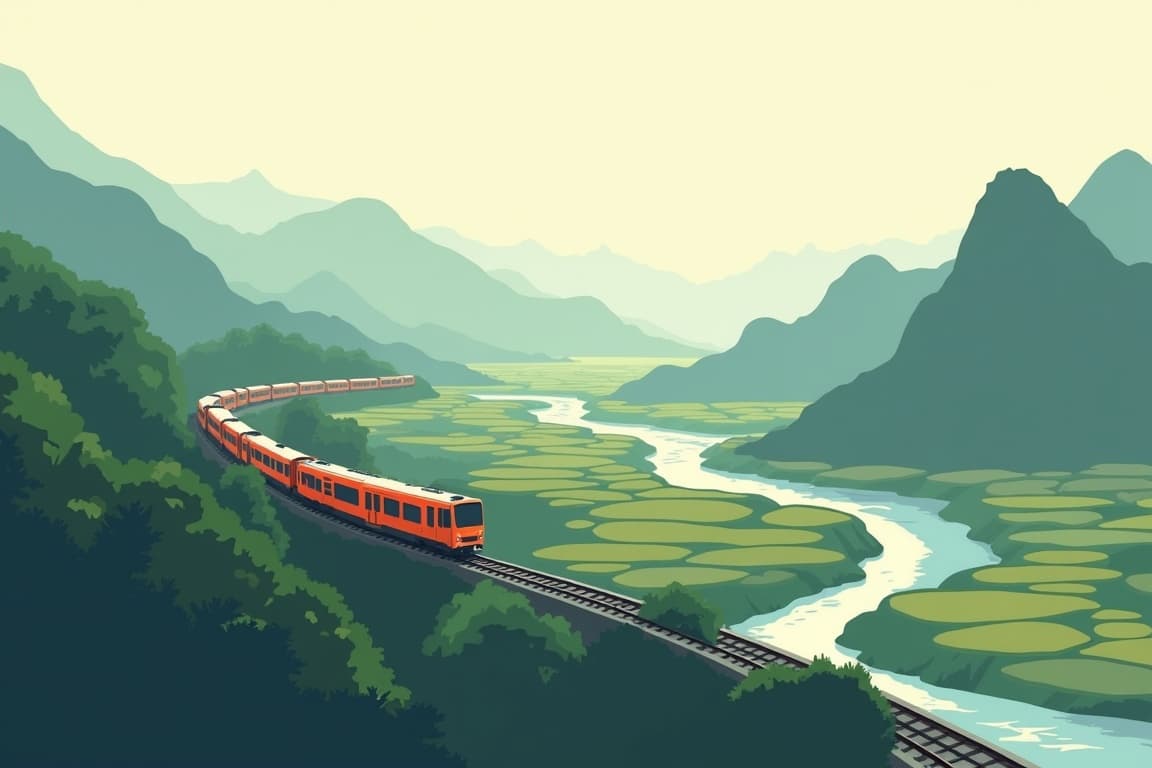 Illustration of Vietnam- Hanoi, Ho Chi Minh, and Mekong Delta