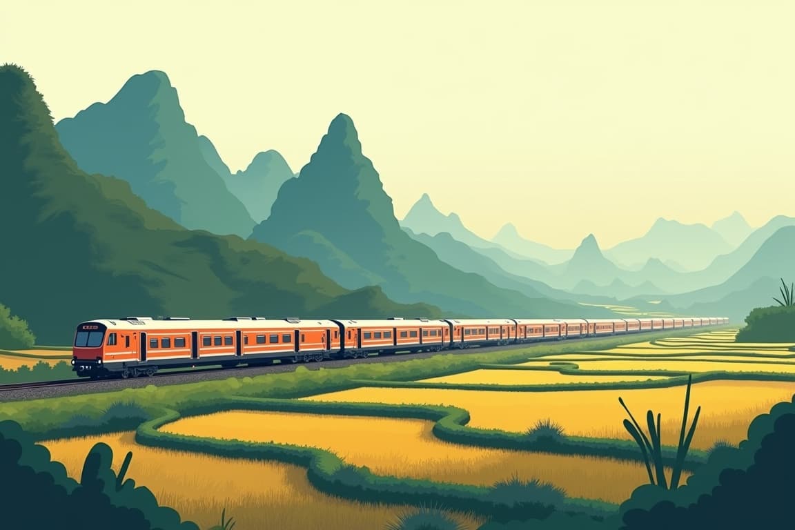 Illustration of Vietnam - Hanoi to Ho Chi Minh City