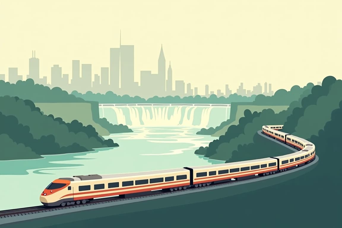 Illustration of Washington, D.C., New York, and Niagara Falls