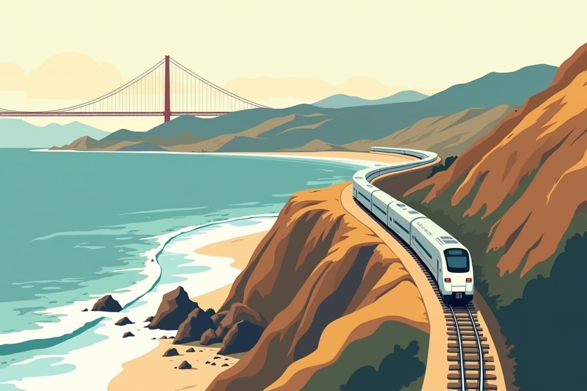 Illustration of West Coast to East Coast Rail Experience from Los Angeles