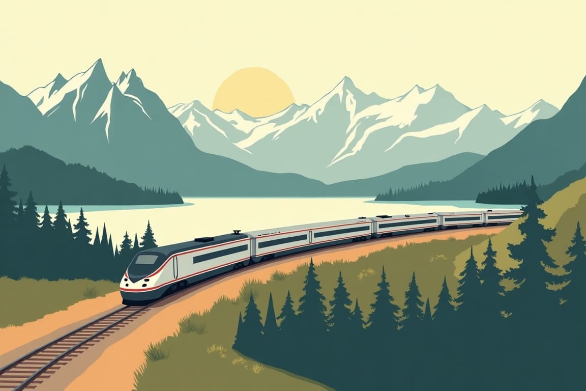 Illustration of Whitefish and Glacier National Park Getaway Roundtrip from Washington, D.C.