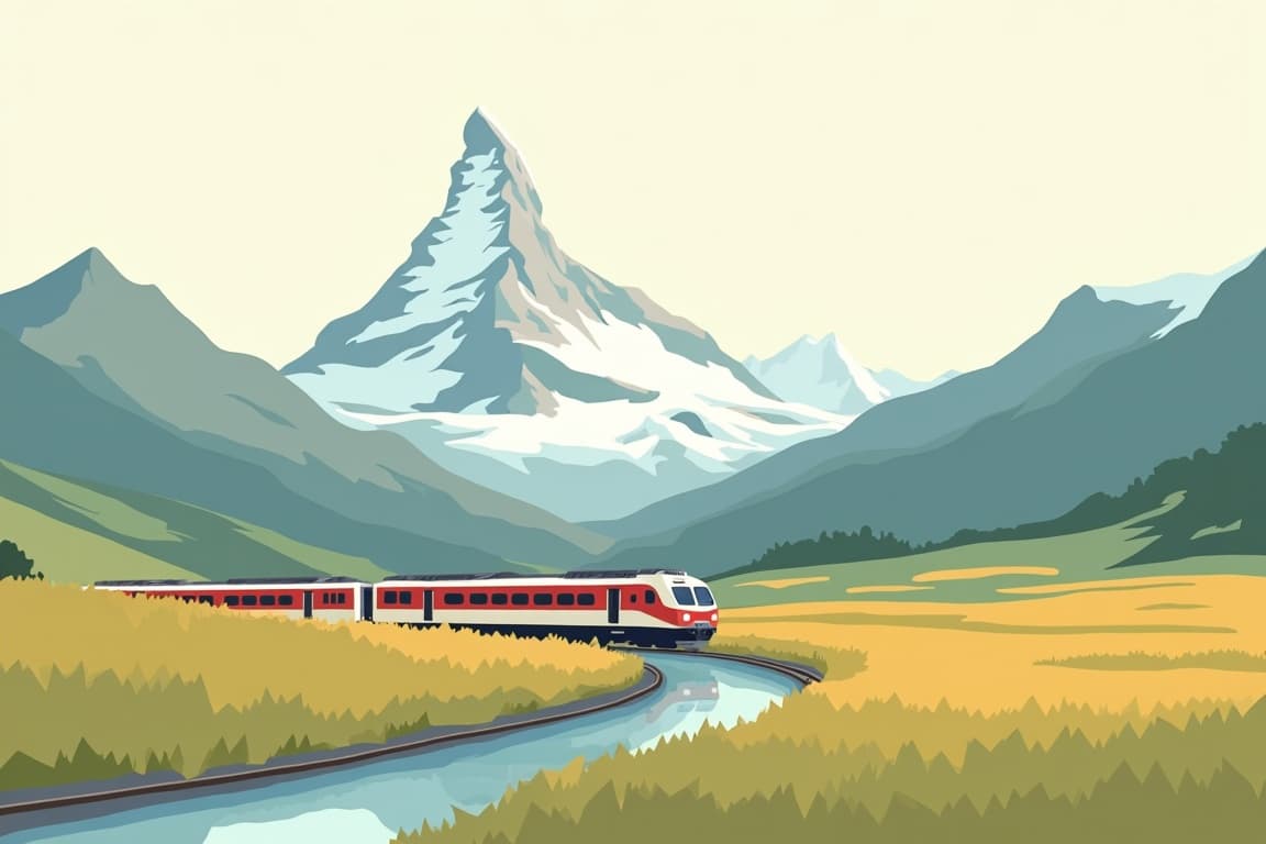 Illustration of Zermatt & St. Moritz featuring Glacier Express