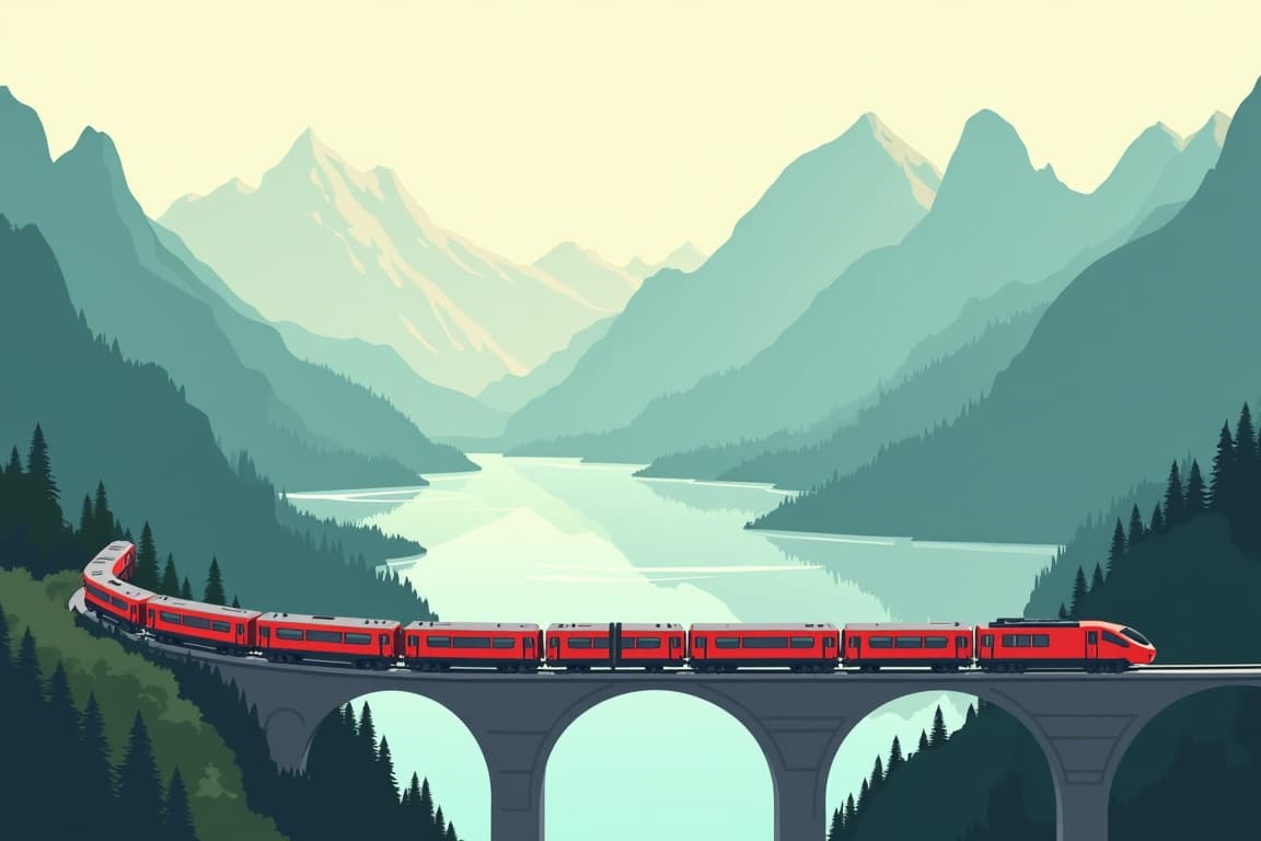 Illustration of Zurich to Lake Como with the Bernina Express