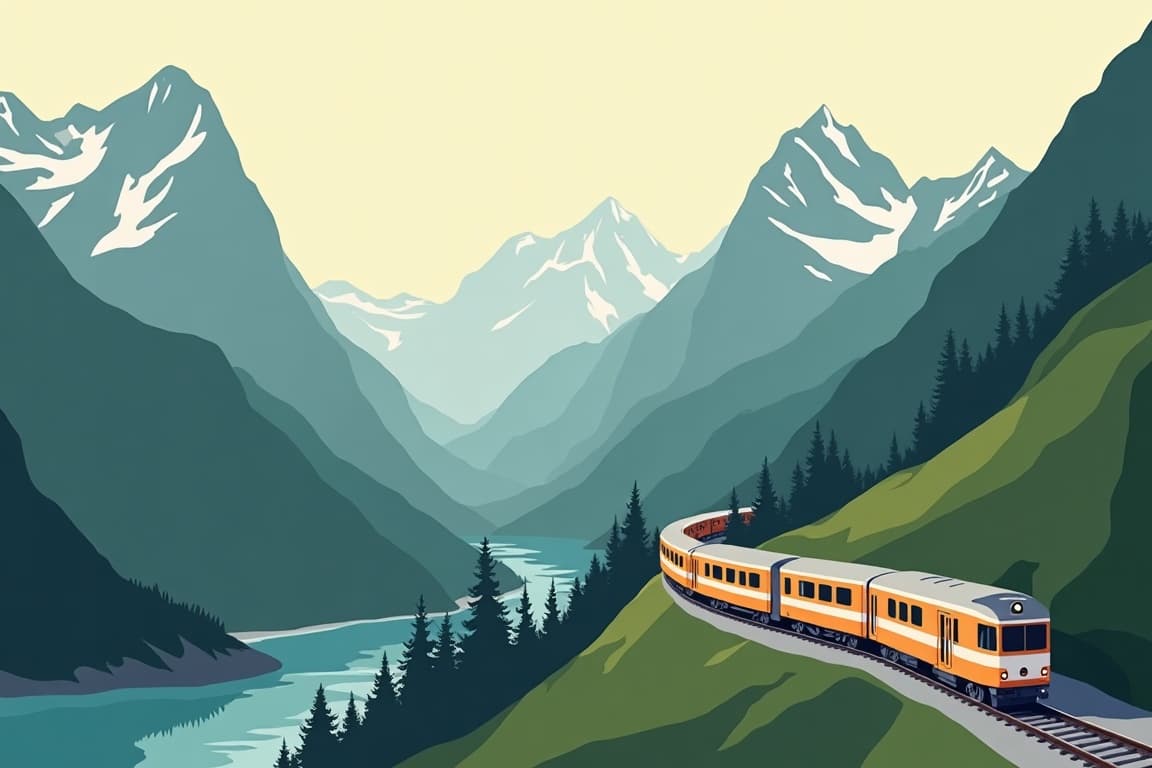 Illustration of Zurich to Rome via the Glacier and Bernina Express Trains